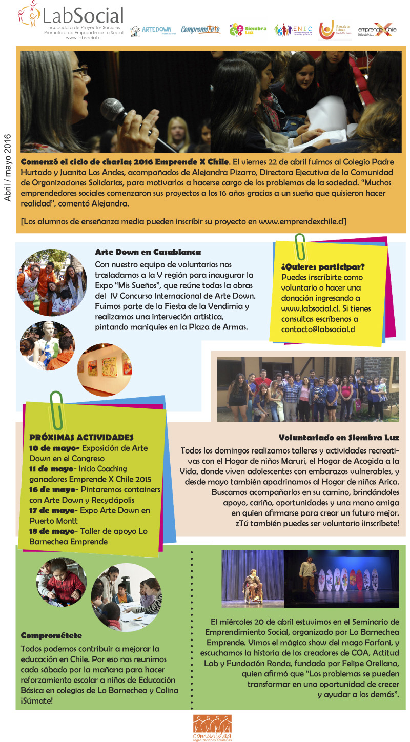 Newsletter LabSocial Abril / Mayo 2016